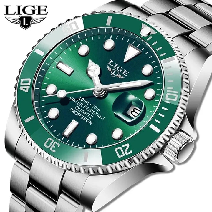 Reloj LIGE para hombre, deportivo de lujo, resistente al agua